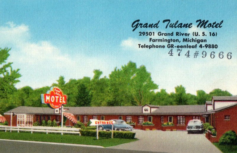 Grand Tulane Motel - Old Postcard